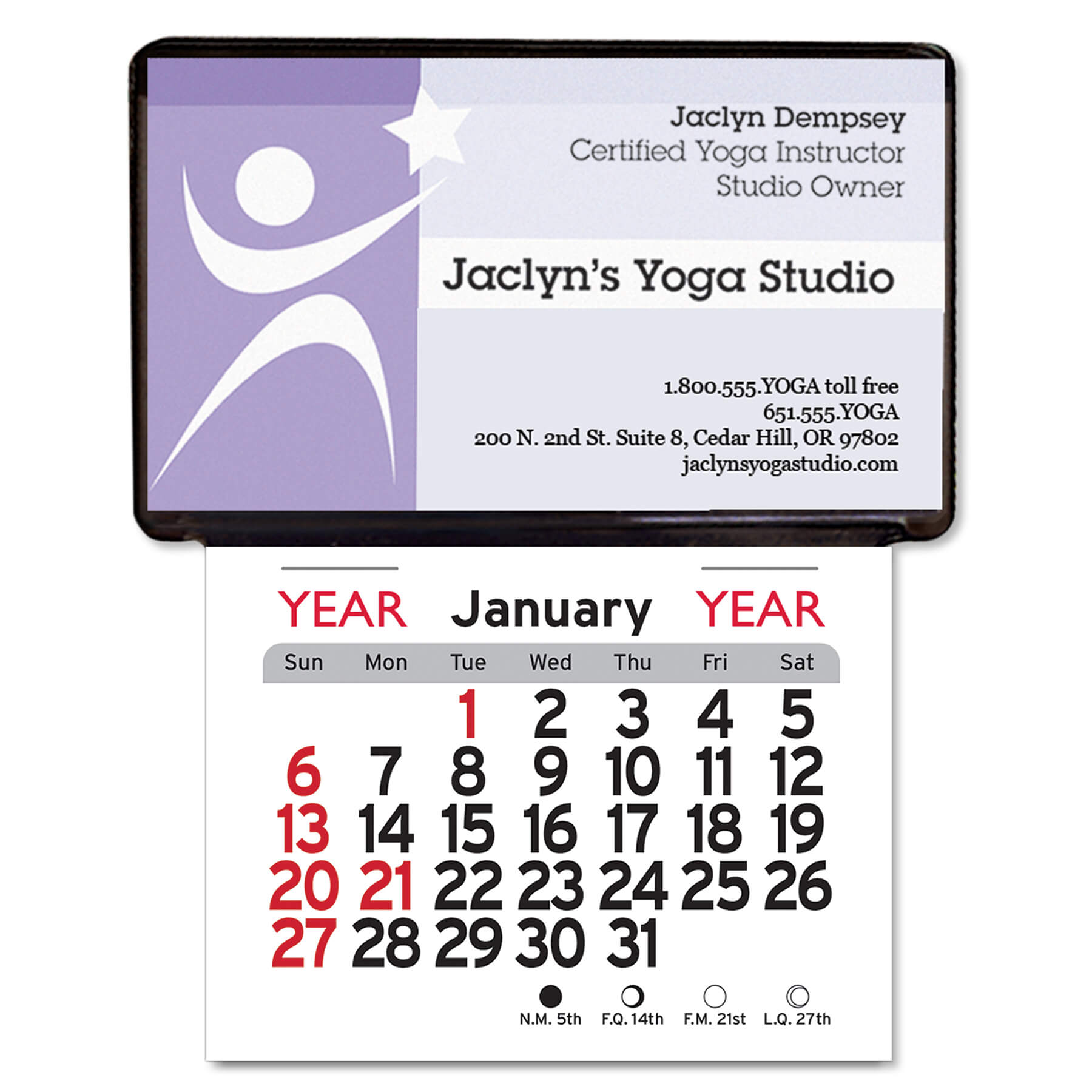 1100            - Adhesive Peel-N-Stick® Business Card Holder Calendar                  